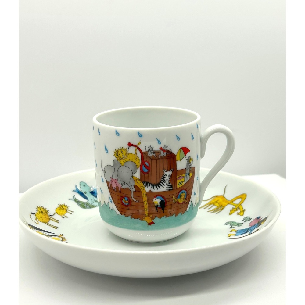 Vista Alegre Portugal Noahs Ark Porcelain Mug and Plate Set Kids Animal Dishes